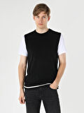 Slim Fit Siyah Erkek Triko Kazak