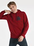 Regular Fit Baskılı Kapüşonlu Kırmızı Erkek Sweatshirt Cl1064582
