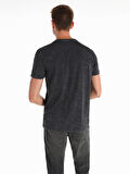 Bisiklet Yaka Baskılı Antrasit Erkek Kısa Kol Tişört
