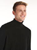 Regular Fit Turtle Neck Siyah Erkek Kazak