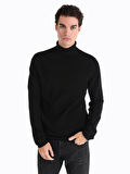 Regular Fit Turtle Neck Siyah Erkek Kazak