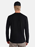 Regular Fit Bisiklet Yaka Siyah Erkek Uzun Kol Tişört