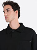 Regular Fit Polo Yaka Siyah Erkek Uzun Kol Tişört