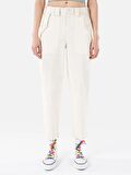 Baggy Fit Yüksek Bel Düz Paça Baggy Fit Ekru Kadın Pantolon Cl1065014