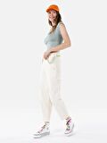 Baggy Fit Yüksek Bel Düz Paça Baggy Fit Ekru Kadın Pantolon Cl1065014