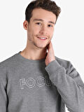 Regular Fit Yazı Baskılı Antrasit Erkek Sweatshirt