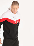 Regular Fit Baskılı Kapüşonlu Siyah Erkek Sweatshirt