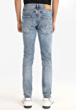 Straight Fit Düşük Bel Düz Paça Erkek Koyu İndigo Jean Pantolon