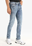 Straight Fit Düşük Bel Düz Paça Erkek Koyu İndigo Jean Pantolon