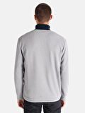 Regular Fit Bisiklet Yaka Baskılı Gri Erkek Uzun Kol Tişört