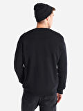 Regular Fit Bisiklet Yaka Baskılı Siyah Erkek Sweatshirt