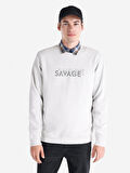 Regular Fit Bisiklet Yaka Baskılı Taş Erkek Sweatshirt