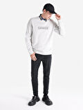 Regular Fit Bisiklet Yaka Baskılı Taş Erkek Sweatshirt