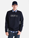 Regular Fit Baskılı Lacivert Erkek Sweatshirt