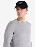 Slim Fit Bisiklet Yaka Basic Gri Erkek Kazak