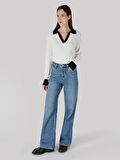 970 Berry Regular Fit Yüksek Bel Geniş Paça Lacivert Kadın Jean Pantolon Cl1065820