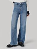 970 Berry Regular Fit Yüksek Bel Geniş Paça Lacivert Kadın Jean Pantolon Cl1065820