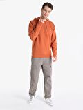 Regular Fit Kapüşonlu Turuncu Erkek Sweatshirt