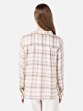 Normal Kesim Shirt Yaka Bej Kadın Uzun Kol Gömlek Cl1065856