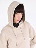 Regular Fit Kapüşonlu Bej Kadın Sweatshirt