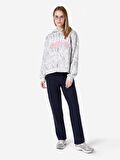 Normal Kesim Kapüşonlu Baskılı Gri Kadın Sweatshirt Cl1065957