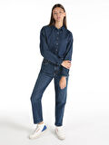 884 Lauren Regular Fit Yüksek Bel Düz Paça Mavi Kadın Pantolon Cl1066405
