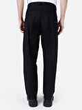 Wide Leg Orta Bel Düz Paça Siyah Erkek Pantolon