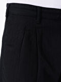 Wide Leg Orta Bel Düz Paça Siyah Erkek Pantolon