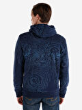 Regular Fit Baskılı Kapüşonlu Lacivert Erkek Sweatshirt