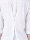 Normal Kesim Shirt Yaka Arkadan Düğmeli Beyaz Kadın Uzun Kol Gömlek Cl1066570