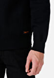 Regular Fit Turtle Neck Jakarlı Erkek Siyah Kazak