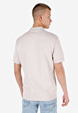 Comfort Fit Polo Yaka Düz Erkek Bej Kısa Kol Tişört