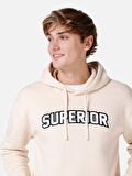 Normal Kesim Kapüşonlu Baskılı Bej Erkek Sweatshirt Cl1066840