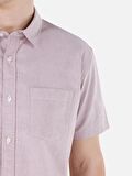 Normal Kesim Shirt Yaka Pembe Erkek Kısa Kol Gömlek