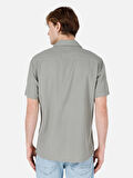 Normal Kesim Shirt Yaka Cepsiz Yeşil Erkek Kısa Kol Gömlek Cl1066937