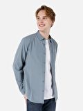 Normal Kesim Shirt Yaka Yeşil Erkek Uzun Kol Gömlek Cl1067013