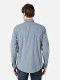 Normal Kesim Shirt Yaka Yeşil Erkek Uzun Kol Gömlek Cl1067013