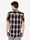 Normal Kesim Shirt Yaka Kareli Lacivert Erkek Kısa Kol Gömlek Cl1067068