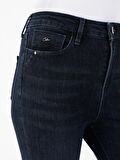 Slim Fit Yüksek Bel Dar Paça Koyu Mavi Kadın Pantolon Cl1067175