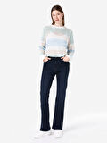 Regular Fit Orta Bel Geniş Paça Mavi Kadın Pantolon Cl1067203