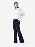 Regular Fit Orta Bel Geniş Paça Mavi Kadın Pantolon Cl1067203