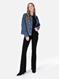 Slim Fit Orta Bel Boru Paça Siyah Kadın Pantolon Cl1067235