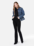 Slim Fit Orta Bel Boru Paça Siyah Kadın Pantolon Cl1067235
