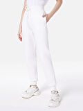 Slim Fit Orta Bel Baskılı Kadın Beyaz Eşofman Altı
