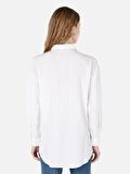 Normal Kesim Shirt Yaka Beyaz Kadın Uzun Kol Gömlek Cl1067333