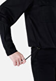 Regular Fit Shirt Neck  Kadın Siyah Uzun Kol Gömlek Cl1067341