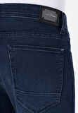 Regular Fit Orta Bel Daralan Paça Erkek Koyu Mavi Jean Pantolon