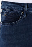 Slim Fit Orta Bel Düz Paça Kadın İndigo Jean Pantolon