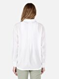 Normal Kesim Shirt Yaka Beyaz Kadın Uzun Kol Gömlek Cl1067660