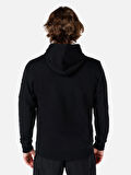 Normal Kesim Kapüşonlu Fermuar Cepli Baskılı Siyah Erkek Sweatshirt Cl1067705